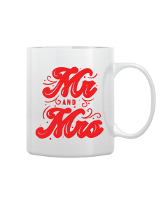 White Mug Printed in Red Mr. & Mrs.
