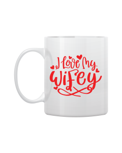 White Mug Printed in Red To My Wife
