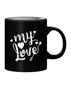 Black Mug Printed in White Everlasting Love