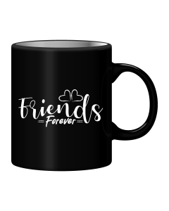 Black Mug Printed in White Friends Forever