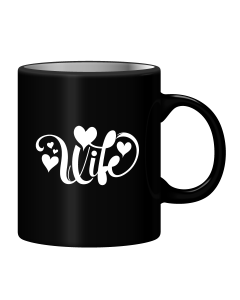 Black Mug Printed in White Husband & Wife