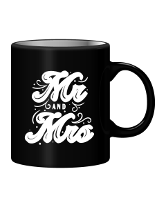 Black Mug Printed in White Mr. & Mrs.
