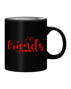 Black Mug Printed in Red Friends Forever