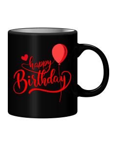 Black Mug Printed in Red Happy Birthday