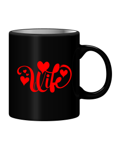 Black Mug Printed in Red Husband & Wife