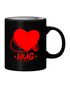 Black Mug Printed in Red Love Filled