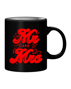 Black Mug Printed in Red Mr. & Mrs.