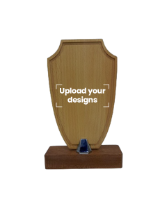 Customized Crystal Trophy Wooden Base  with Your Personalized Design - Medium