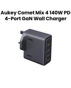 Aukey Comet Mix 4 140W PD 4-Port GaN Wall Charger with PPS for Laptop & Mobile – Gray | PA-C6