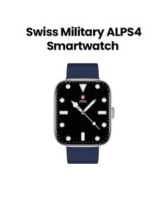 Swiss Military Smart Watch with Silver Frame & Blue Silicon Strap | SM-WCH-ALPS4-SILF-BLUSS