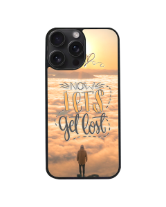 iPhone 15 Pro Max Black Case  Printed With Travel Lettering With Quote And Image