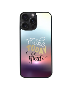 iPhone 15 Pro Max Black Case  Printed With Positive Quote Poster Sunset Blurred Background