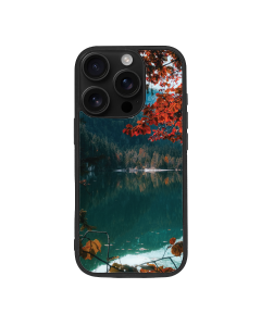 iPhone 16 Pro Max Black Case Printed With Brown Green Trees Beside River Daytime
