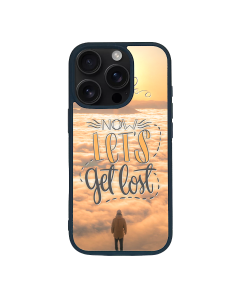 iPhone 16 Pro Max Black Case  Printed With Travel Lettering With Quote And Image