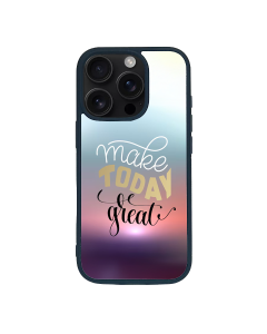 iPhone 16 Pro Max Black Case  Printed With Positive Quote Poster Sunset Blurred Background