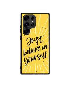 Samsung S25 Ultra Black Case  Printed With Modern Motivation Quote Yellow Color