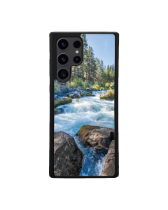 Samsung S24 Ultra Black Case  Printed With River Surrounded With Flowers Autumn Daytime