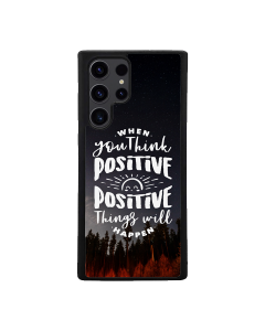Samsung S24 Ultra Black Case  Printed With Positive Quote Poster Sunset Blurred Background