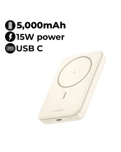 UGREEN 5,000mAh Mini Magnetic Wireless 15W Power Bank | White | UG-PB-Msafe-PB560-5000C-WHT