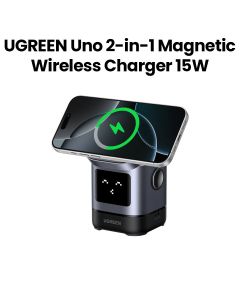 UGREEN 2-in-1 Robot Wireless Charger for iPhone & AirPods | Grey | UG-Qi2MAG-STND-W709-2IN1-GRY