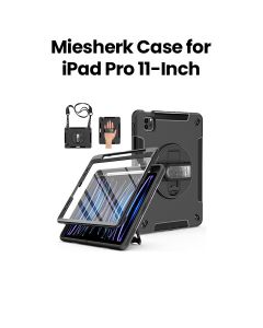 Miesherk iPad Pro 11" Military Grade Shockproof Case 360° Rotating Stand Hand Strap | Black | B09DPJLPJK