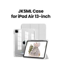 JKSML iPad Air 13" (M3/M2, 2025/2024) & iPad Pro 12.9" Case with Pencil Holder | Grey | B0F8NGJGKQ
