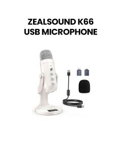 ZealSound USB K66PW-EU Condenser Gaming Microphone for PC/Phone/PS5 | White | B0CJF3NHZQ