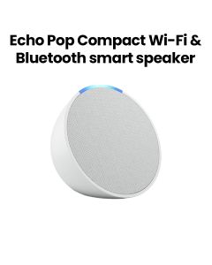 Echo Pop Compact Smart Speaker with Alexa WiFi & Bluetooth Full Sound | Glacier White