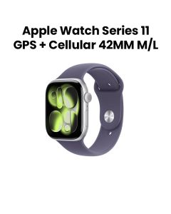 Apple Watch Series 11 GPS + Cellular 42mm Silver Aluminium Case with Purple Fog Sport Band M/L | MF8J4AF/A
