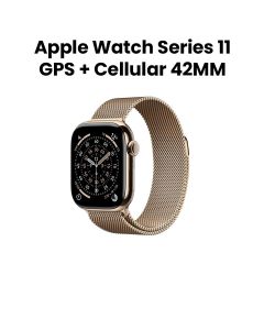 Apple Watch Series 11 GPS + Cellular 42mm Gold Titanium Case with Gold Milanese Loop | MF8Y4AF/A