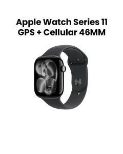 Apple Watch Series 11 GPS + Cellular 46mm Jet Black Aluminium Case with Black Sport Band S/M | MFC24AF/A