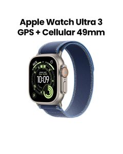 Apple Watch Ultra 3 GPS + Cellular 49mm Natural Titanium Case with Blue/Bright Blue Trail Loop S/M | MEWR4AF/A