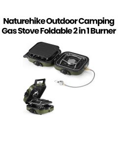 Naturehike Outdoor Camping Gas Stove Foldable 2-in-1 Burner with Grill Plate | Olive Green | B0DN4TCTZ3