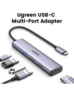 Ugreen USB-C Multi-Port Adapter (4K@30Hz HDMI + USB-A 2.0 + USB-A 3.0 + PD 100W) – Grey | M478