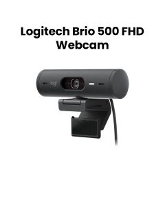 Logitech Brio 500 FHD Webcam Dual Noise Reduction Mics USB-C Cable Graphite