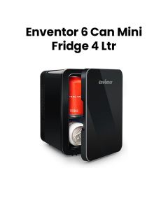 Enventor 4L 6-Can Mini Fridge for Bedrooms AC+12V DC Power Cooler & Warmer Black | TJ04