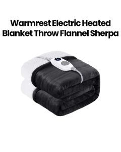 Warmrest Flannel Sherpa Electric Washable Sofa Blanket 130x160cm Grey - 6 Heat Levels, 1–10 Hrs Timer