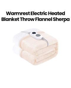 Warmrest Flannel Sherpa Electric Washable Sofa Blanket 130x160cm Beige - 6 Heat Levels, 1–10 Hrs Timer