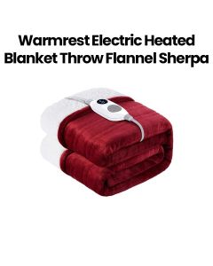 Warmrest Flannel Sherpa Electric Washable Sofa Blanket 130x160cm Red - 6 Heat Levels, 1–10 Hrs Timer