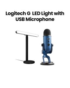 Logitech G Litra Beam LED Gaming Key Light Non-RGB + Blue Yeti USB Gaming Microphone Bundle Blue