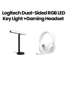 Logitech G Litra Beam LX Dual-Sided RGB LED Streaming Light + Wireless Gaming Headset Bundle White