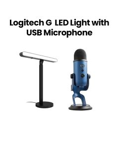 Logitech G Litra Beam LX Dual-Sided Non RGB LED Streaming Light + Blue Yeti USB Gaming Microphone Bundle Blue