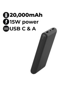 Belkin Power Bank 20K 15 W (USB-A & USB-C) | Black | BPB012BTBK
