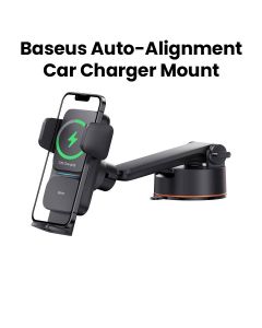 Baseus Wisdom Auto-Alignment Wireless Car Charger Mount – Black | CGZX000101