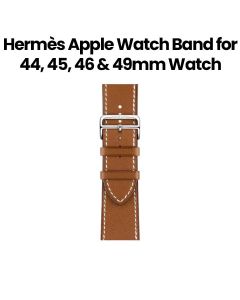 Hermès Apple Watch Band 46mm for 44, 45, 46 & 49mm Watch Cases | Fauve | Barénia Leather | Deployment Buckle