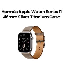 Hermès Apple Watch Series 11 46mm Silver Titanium Case | Étoupe | Single Tour