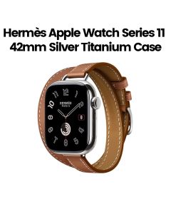 Hermès Apple Watch Series 11 42mm Silver Titanium Case – Gold | Attelage Double Tour