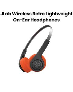 JLab Wireless Retro Lightweight On-Ear Headphones BT 5.0, 20+H Playtime, Multipoint – Black | HBREWIND2RBLK4