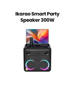 Ikarao Smart Party Speaker 300W with 10.1″ HD Screen, Wireless Mic, Wi-Fi, HDMI, RGB – Black | Break X2