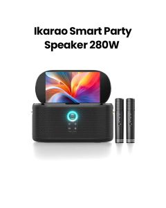 Ikarao Smart Party Speaker 280W with 10.1″ HD Screen, Wireless Mic, Wi-Fi, HDMI, RGB – Black | Shell S1